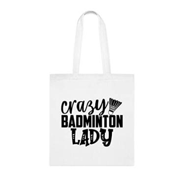 Imagem de Sacola feminina engraçada de badminton, presente de dama de badminton, bolsa de ombro feminina badminton, bolsas reutilizáveis para mulheres badminton, ideia de de Natal, Branco