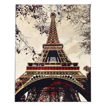 Imagem de Tapete Torre Eiffel  Retangular Veludo 98X150 Cm Creme - Rayza