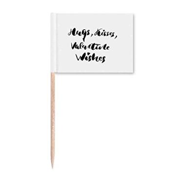 Imagem de Hugs Kisses Valentine Wishes Marcador de palito de dente para decoração de festa
