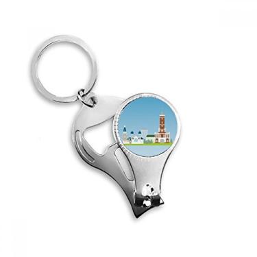 Imagem de Omsk Rússia National Symbol Pattern Nail Nipper Ring Chaveiro Abridor de Garrafas Cortador