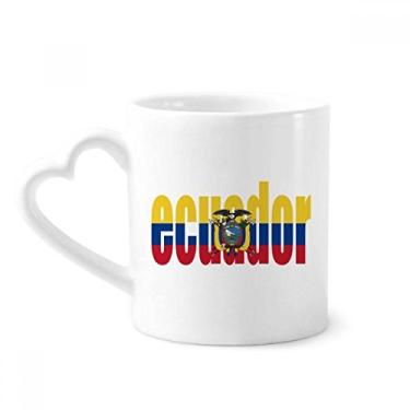 Imagem de Caneca com nome da bandeira do país do Equador café cerâmica copo de coração de vidro