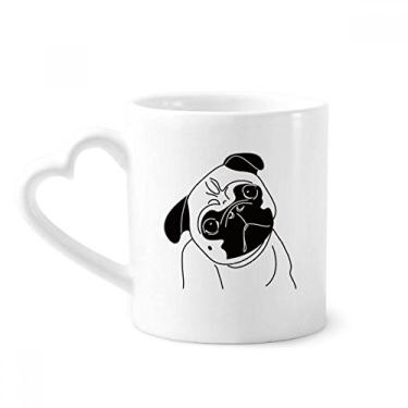 Imagem de Caneca com estampa de cachorro de desenho animado preto caneca de café cerâmica copo de coração de vidro