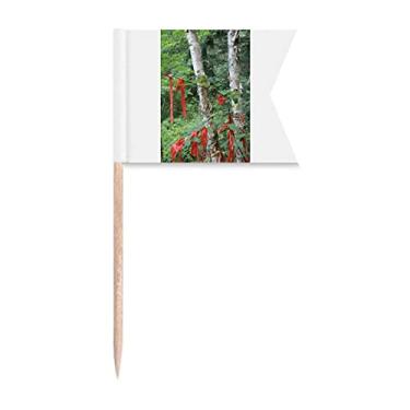 Imagem de Ramo vermelho Wishing Rope Art Deco Presente Fashion Palito Bandeiras Marcação para Festa Bolo Comida Prato de Queijo