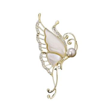 Imagem de KIZQYN Broche feminino requintado borboleta corpete joia feminina moda versátil broche de concha de pérola acessório de fantasia