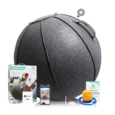 Imagem de Enovi Cadeira de bola leve, bola de ioga para exercícios com capa para mesa de escritório em casa, bola de estabilidade e assento de bola de equilíbrio para aliviar dores nas costas, 75 cm, FG