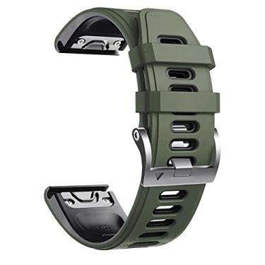 Imagem de COOVS Pulseira de silicone de liberação rápida de 26mm 22mm para Garmin Fenix 7 7X 6X 6X Pro 5X 3 3HR Pulseira de relógio fácil para relógio Garmin Fenix 6 6 Pro (Cor: Preto exército,