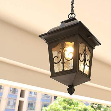 Imagem de Lanterna de luz pendurada à prova d'água ao ar livre vintage vidro de água metal pingente iluminação e27 edison hight ajustável fora jardim lustre para gazebo pátio alpendre corredor Double the