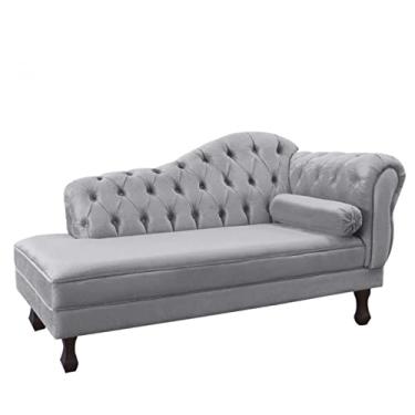 Imagem de Recamier Sofá Divã Com Pés Retro 160X80 - Elã (Suede Cinza Claro)