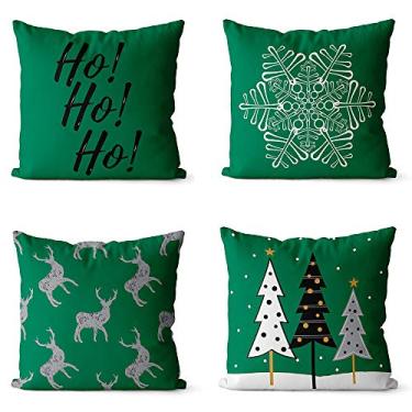Imagem de kit 4 capas de almofadas para o natal verde