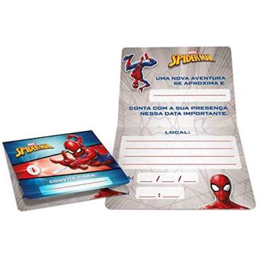 Imagem de Convite De Aniversario Spider-man Animacao R319 C/8un - Pacote Com 12 Regina Festas Multicor