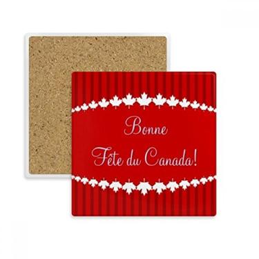 Imagem de Porta-copos quadrado Maple Leaf Happy Canada Day 4 Of July Porta-copos de pedra isolante