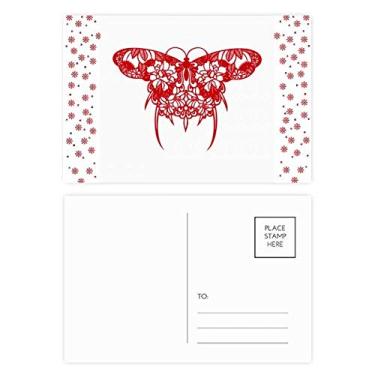 Imagem de Cartão postal de Natal com estampa de pipa de cultura tradicional chinesa com corte de papel e flores