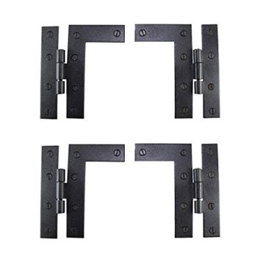 Imagem de Par de fabricação Renovators Supply Flush H-L dobradiça de armário ferro forjado 11,43 cm A, Preto, Pack of 2, 1