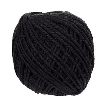 Imagem de Corda de algodão colorida – Corda de 4 mm de diâmetro e 50 m de comprimento que vem em carretéis – Ótimo para artesanato faça você mesmo – Faça macramê feito à mão – Macio ao toque e super versátil (preto)