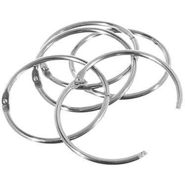 Imagem de Craft County Anel de livro de metal banhado a níquel anéis de folha solta dobradiça de fichário anel chaveiro, 5 cm de diâmetro, 10 peças, prata