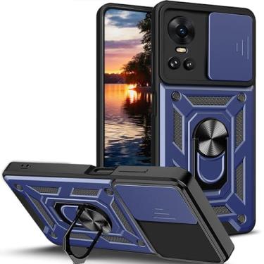 Imagem de Ysnzaq Capa para Oppo Reno 10/Reno 10 Pro, [Proteção à prova de choque] [Janela de empurrar a lente] Capa de telefone com suporte magnético para Oppo Reno 10/Reno 10 Pro SJ Navy