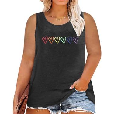 Imagem de Camiseta feminina plus size orgulho gay orgulho LGBT Camisetas Love Wins Lesbian Igualdade Arco-íris Gay Ally Tops sem mangas (2-5X), Cinza escuro-006, 4G