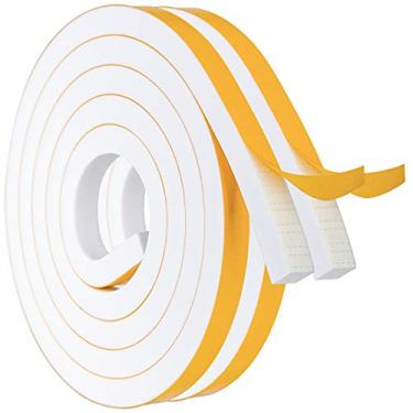 Imagem de Tiras de espuma com fita adesiva de espuma de neoprene de alta densidade para isolamento de portas e janelas, 1,27 cm de largura x 1,27 cm de espessura, 1,27 m x 2 rolos, total de 3 m