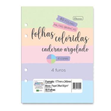 Imagem de Refil para fichário argolado Cadersil pautado folha colorida