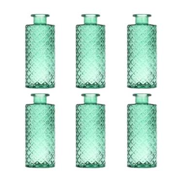 Imagem de XLWLLNJ 6x Vasos de vidro para flores, mini vasos portáteis, recipientes decorativos para plantas, arranjos florais para quarto e ambientes internos, Verde