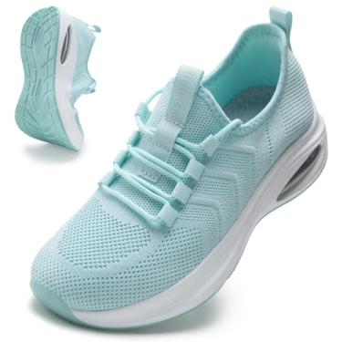 Imagem de Rollstep Tênis feminino de largura extra larga com amortecimento de ar, tênis de corrida ultraleve, academia, treino, treino, respirável, com suporte de arco, Hortelã, 11.5-12 Wide