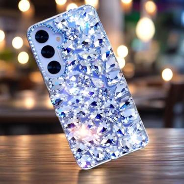 Imagem de Bonitec Capa para Samsung Galaxy A14 Bling Sparkle 3D Glitter Case para mulheres meninas luxo brilhante cristal strass diamante amortecedor pedras claras linda capa protetora feminina para Galaxy A14