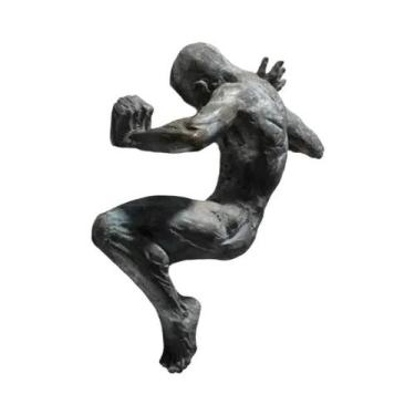 Imagem de Escultura 3D Homem Saindo Da Parede Abstrata Tela Decoração De Casa Ar