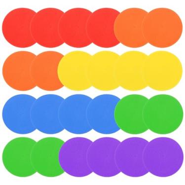 Imagem de PATIKIL Marcadores de poliéster de 10 cm, 24 peças de pontos de borracha antiderrapantes com bolsa de armazenamento, cones planos de agilidade para treinamento esportivo, basquete, futebol, cores