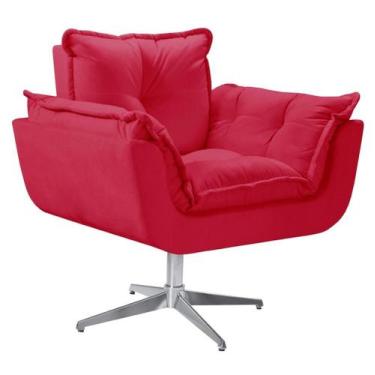 Imagem de Poltrona Opala Giratória Alumínio Suede  - Unidecor, Vermelho