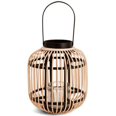 Imagem de Lanterna Em Bambu Com Copo Em Vidro 