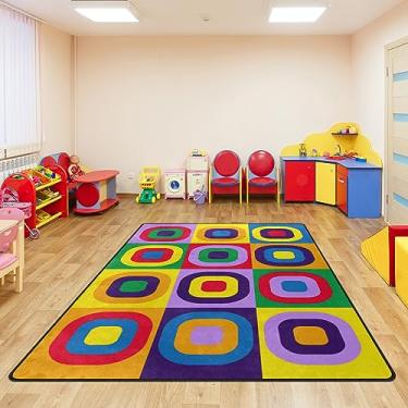 Imagem de Tapete infantil, tapete para sala de aula, tapete infantil de 1,8 x 2,5 m com suporte de borracha, tapete colorido para sala de aula, tapete de brincar para quarto de crianças, sala de jogos, ensino