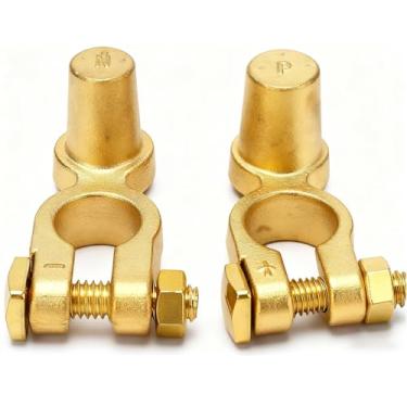 Imagem de Qivine Conectores de terminal de bateria de latão, conjunto de protetor de terminal de bateria de poste superior, terminais de baterias positivas terminam com arruelas anticorrosão Bom contato para