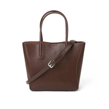 Imagem de Bolsa tiracolo média preta bolsa de ombro com alça superior para mulheres couro genuíno macio, Café