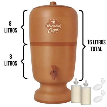 Imagem de Filtro De Barro Para Água São João Classic 2V 8L - Ceramica Stefani
