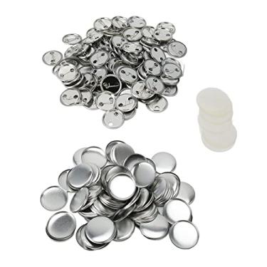 Imagem de Alomejor Botões, Peças de crachá Em Branco Conjunto 100 Conjuntos Kit de Pino de Botão de Ferro Redondo para Fazer Atividades Escolares Diy da Máquina (32mm)