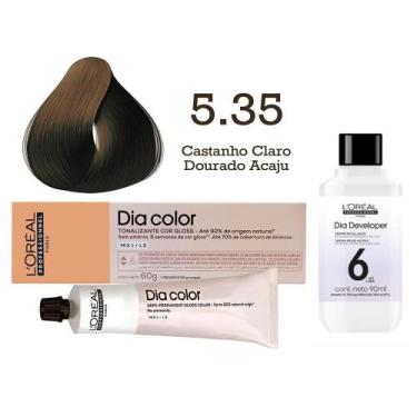 Imagem de Tonalizante Dia Color 5.35 Castanho Claro Dourado Acaju + Emulsão Reve