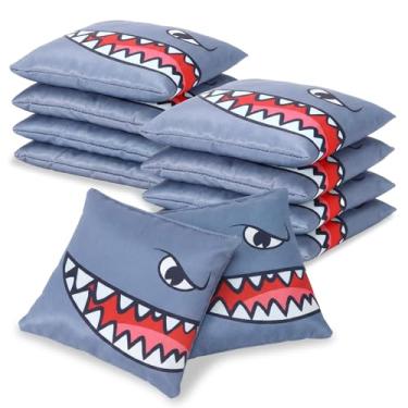 Imagem de Jenaai 8 sacos de feijão de milho 15 cm x 15 cm sacos de arremesso de feijão de tubarão verão ao ar livre para festa na piscina, praia, quintal, churrasco