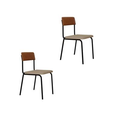 Imagem de Cadeira Fit Fixa C/4 Pes 475 X 505 X 810 Mm C/2 Un. Crt.areia/courino Caramelo Crt Areia/courino Caramelo