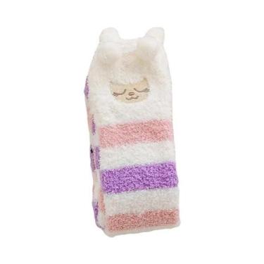 Imagem de Meias Femininas Confortáveis E Felpudas Acima Do Joelho, Com Desenhos 