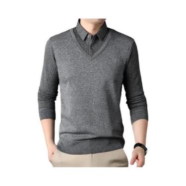 Imagem de Camisas Polo Listradas Slim Fit Para Homens, Moda De Outono, Pulôveres