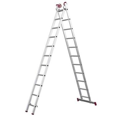 Imagem de Escada Extensiva de Alumínio 11 x 2 Degraus 3,24 x 5,56 Metros EVALD