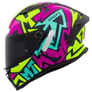 Imagem de Capacete Feminino MT Stinger 2 Meld Rosa Esportivo Moto, Preto Rosa Am