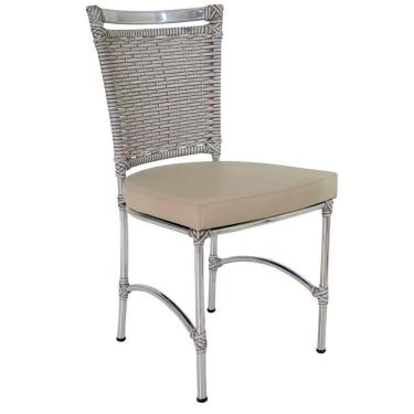 Imagem de Cadeira Em Alumínio E Fibra Sintética Jk Cozinha Edícula Marmore E Nautico Bege