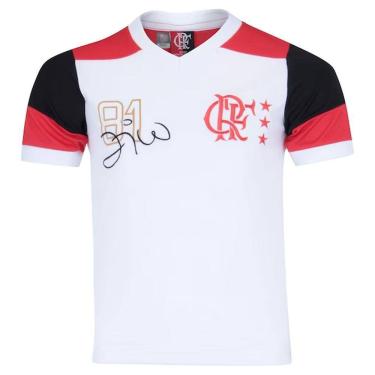Imagem de Camiseta Braziline Zico Retro Flamengo Infantil - Branco e Vermelho