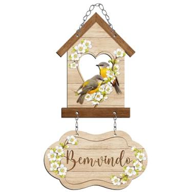 Imagem de Placa Decorativa Mdf Casa De Passarinhos Bem-vindo 16x31cm