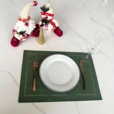 Imagem de Kit 2 Lugar Americano Verde Musgo Natal Glamour Mesa Posta - Casa Argi