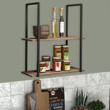 Imagem de Prateleira Estilo Industrial Ferro e Madeira Organizadora - Metal Deco