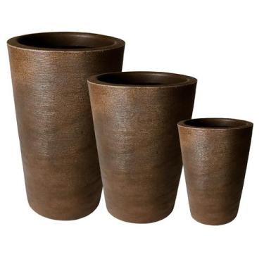 Imagem de Jogo Vasos Luxo Plantas Casa Jardim Decoração coluna grafiato 3 Tamanh