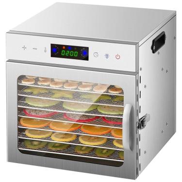 Imagem de Desidratador de Alimentos com 8 bandejas em Aço Inoxidável, Proteção Contra Superaquecimento e Livro de Receitas, 110V 400W, HOPERAN, Prata