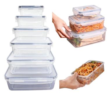 Imagem de Kit 6 Potes Herméticos Plásticos Vasilha Tapoer Transparente